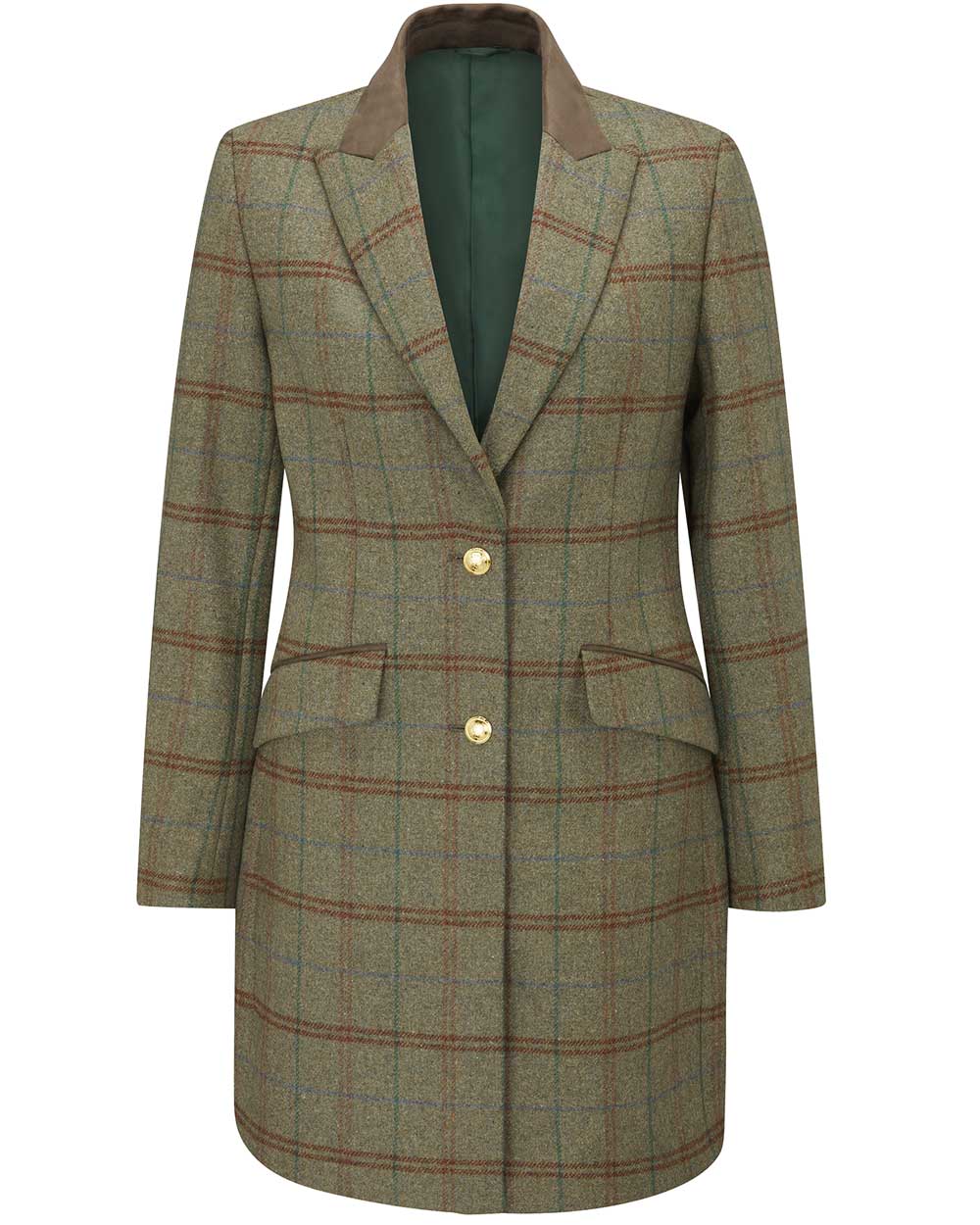 Alan Paine Surrey Mid-Thigh Tweed Coat in Clover 
