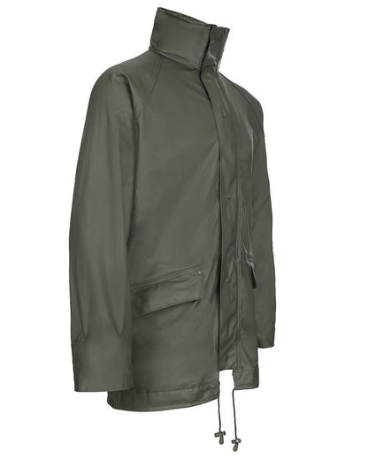Left side view Fort Airflex Fortex Breathable Waterproof Jacket in Olive 