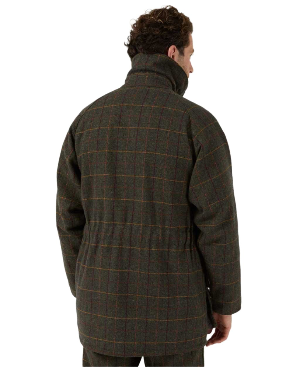 Fern coloured Alan Paine Rutland Waterproof Tweed Shooting Coat on white background