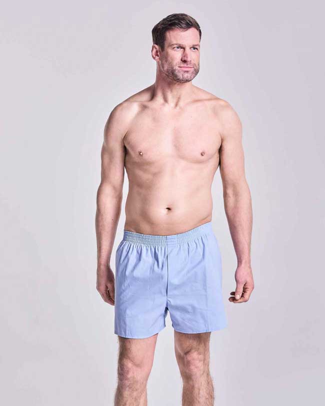 HJ Hall 2 Pack Pure Cotton Woven Boxers in Light Blue