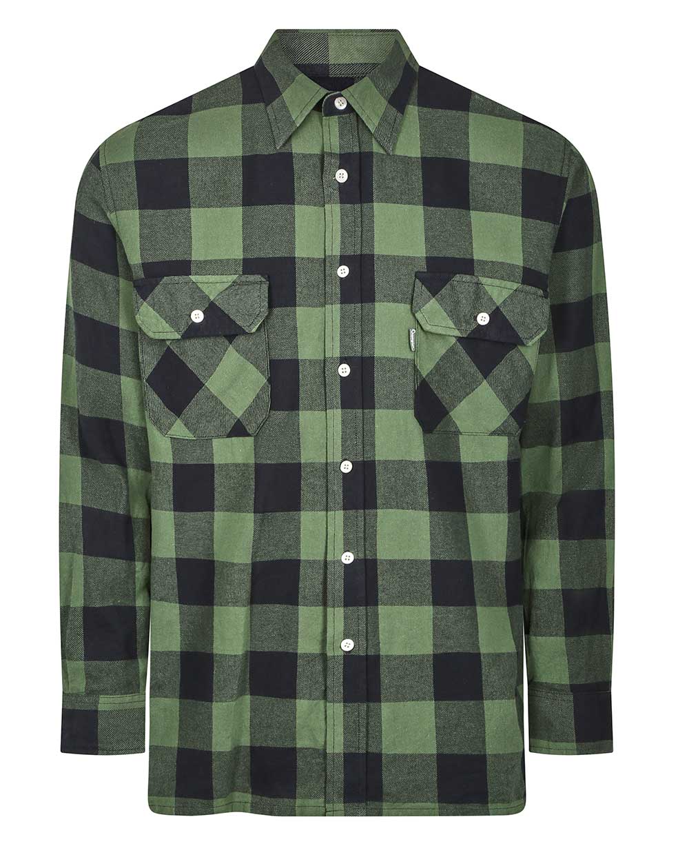 Green coloured Champion Arran Long Sleeve Shirt on white background