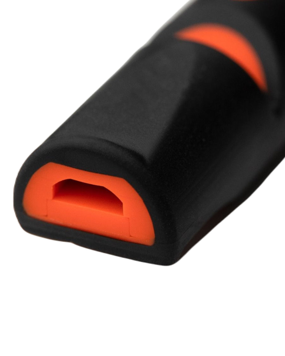 Black on Day Glow Orange Coloured Acme 211.5 Alpha Dog Whistle on white background