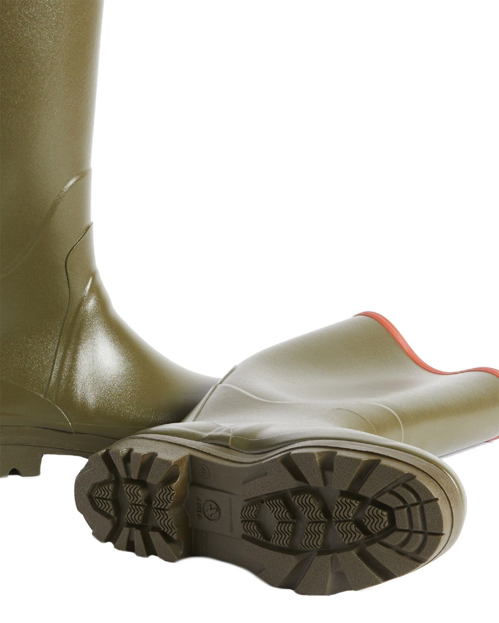 Khaki coloured Aigle Chambord Pro 2 Wellington Boots on white background