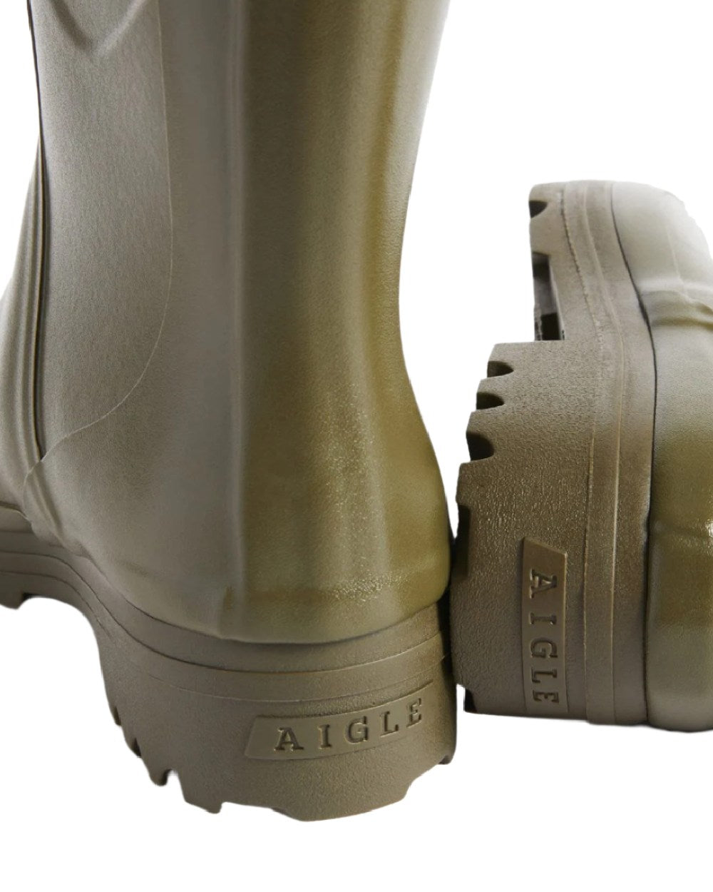 Khaki coloured Aigle Chambord Pro 2 Wellington Boots on white background