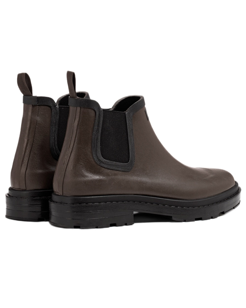 Brown coloured Aigle Chelsea Rain Ankle Boots on white background