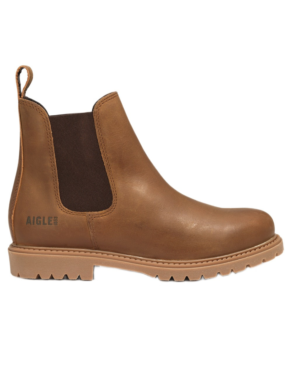 Brown Cider coloured Aigle Eperon Leather Chelsea Boots on white background