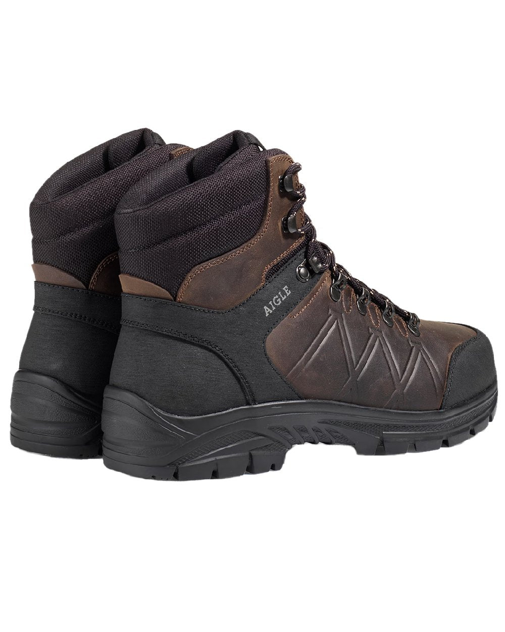 Dark Brown coloured Aigle Klippe Leather Boots on white background