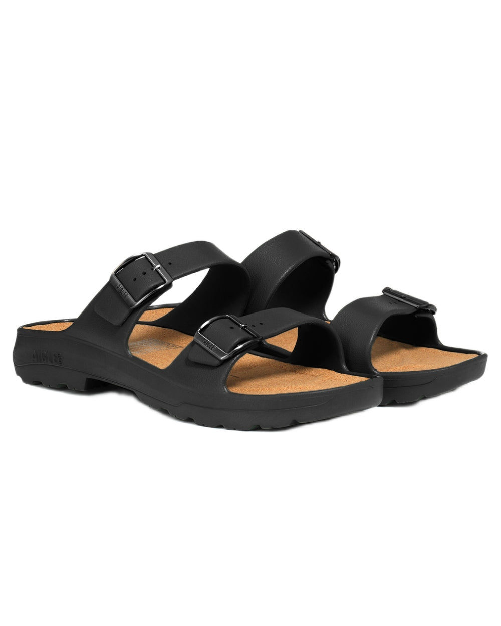 Noir coloured Aigle Mens Corlay Ultra Light Clogs on white background