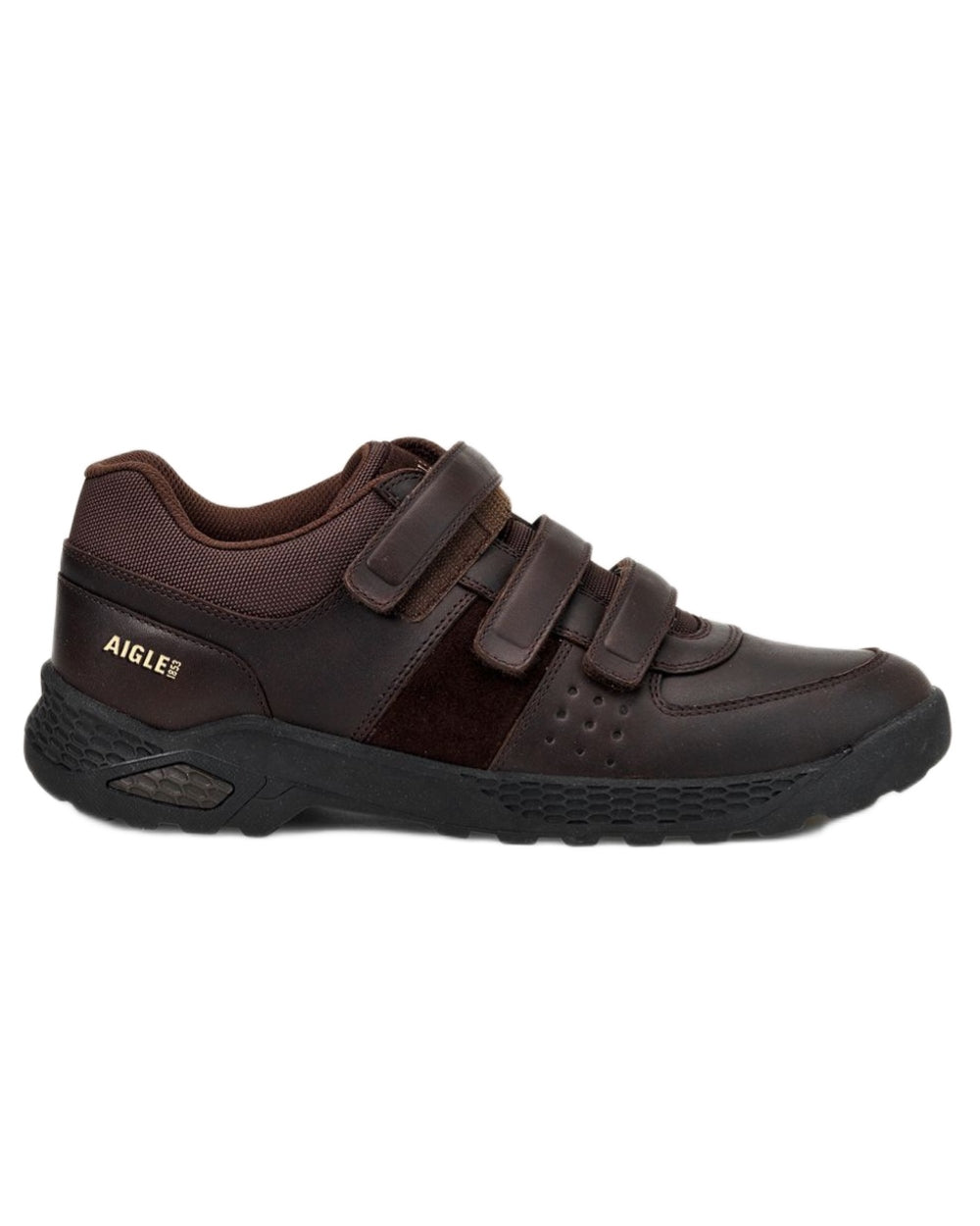 Brown coloured Aigle Mens Dolik Scratch Work Boots on white background