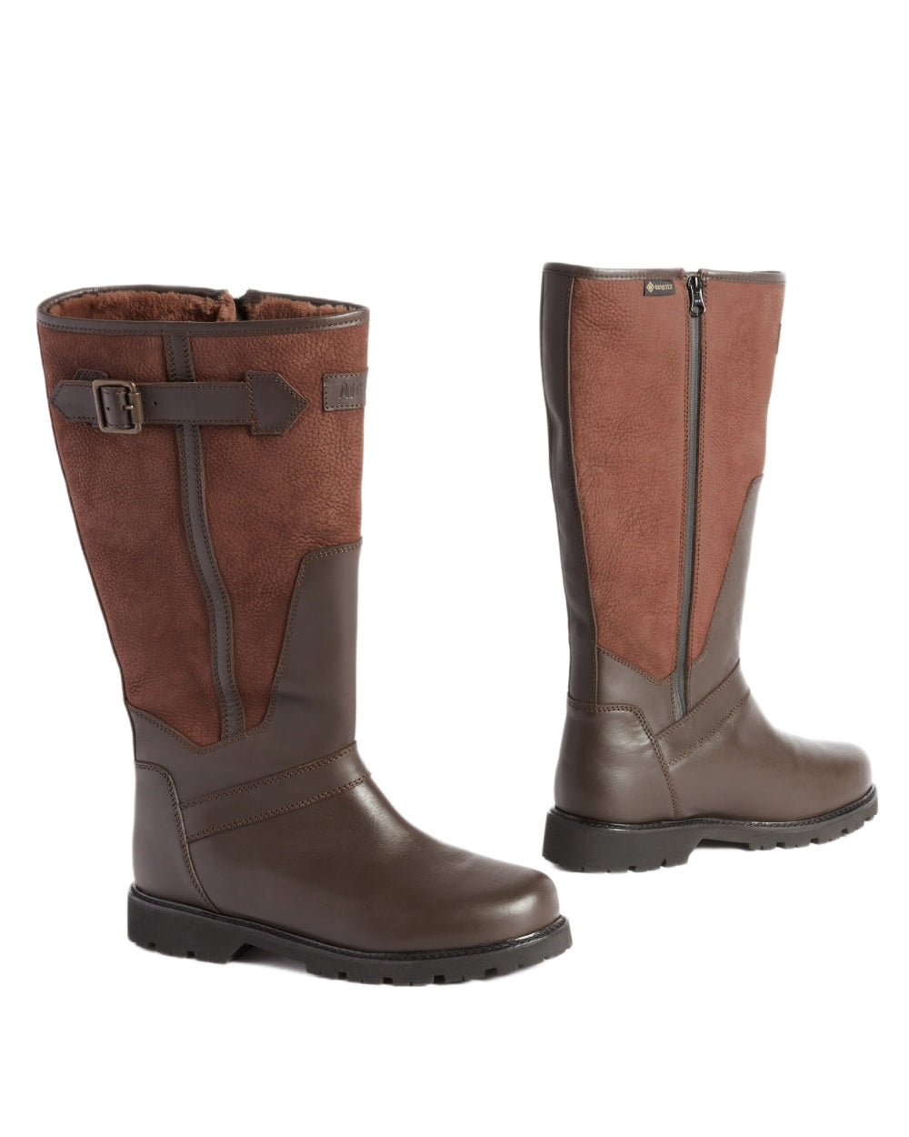 Dark Brown coloured Aigle Mens Inverss Gore-Tex Leather Boots on white background