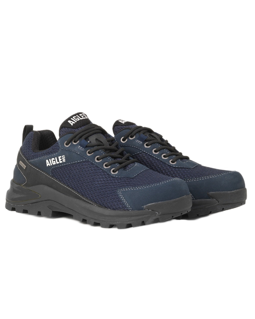 Marine coloured Aigle Mens Plutno Ultra Light Waterproof Walking Shoes on white background
