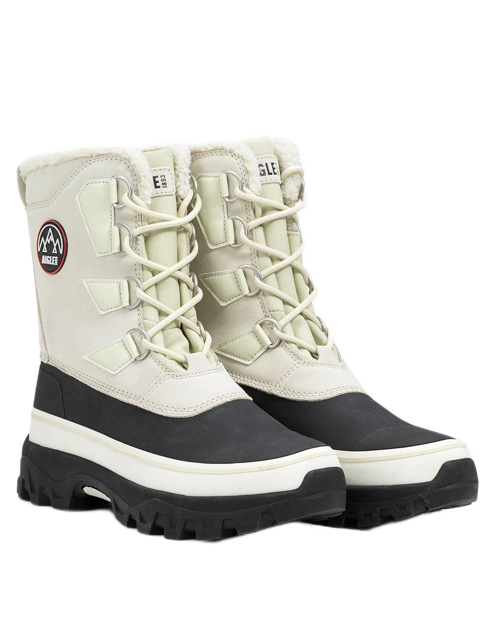 Sable coloured Aigle Mens Snow Boots on white background