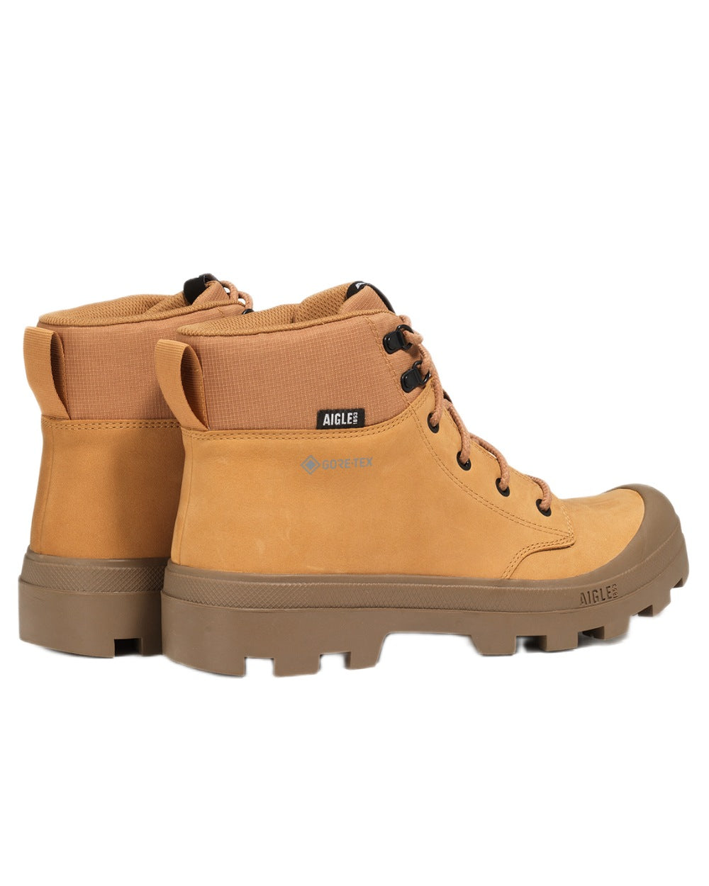 Ocre coloured Aigle Mens Tenere LTR GTX Hiking Boots on white background