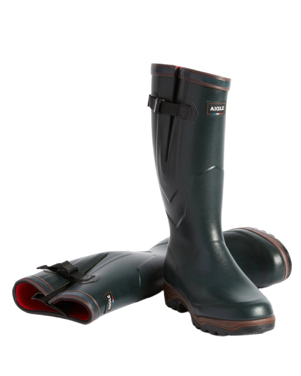 Bronze coloured Aigle Parcours 2 ISO Wellington Boots on white background