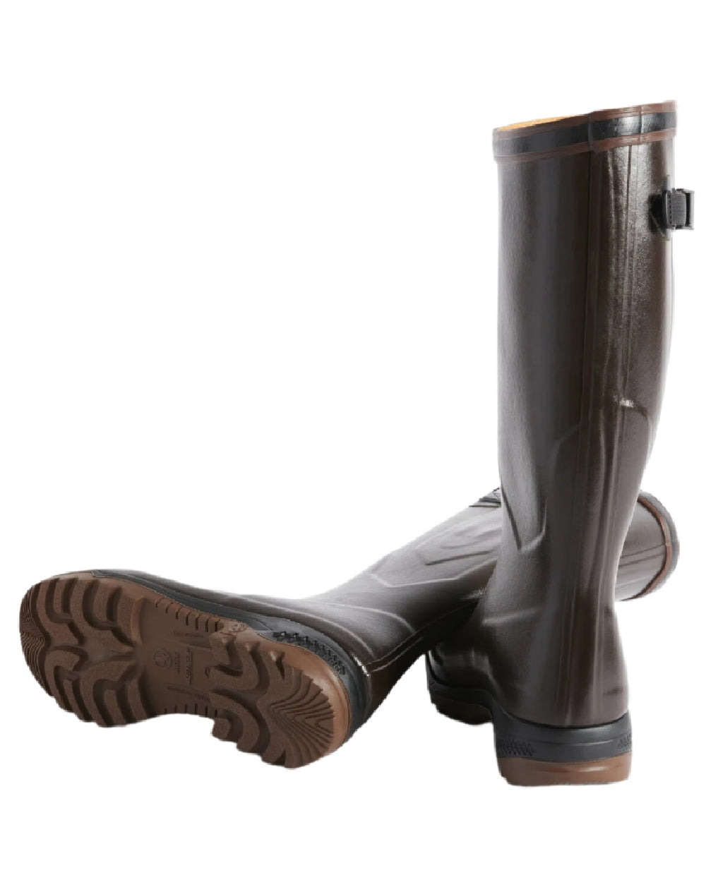 Brun coloured Aigle Parcours 2 Vario Wellington Boots on white background