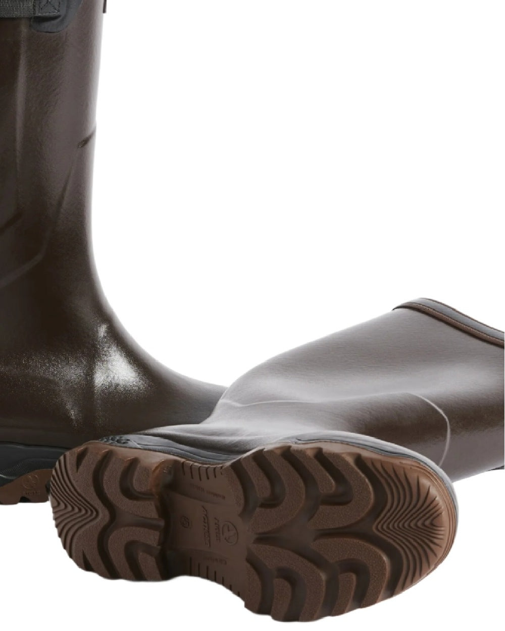 Brun coloured Aigle Parcours 2 Vario Wellington Boots on white background