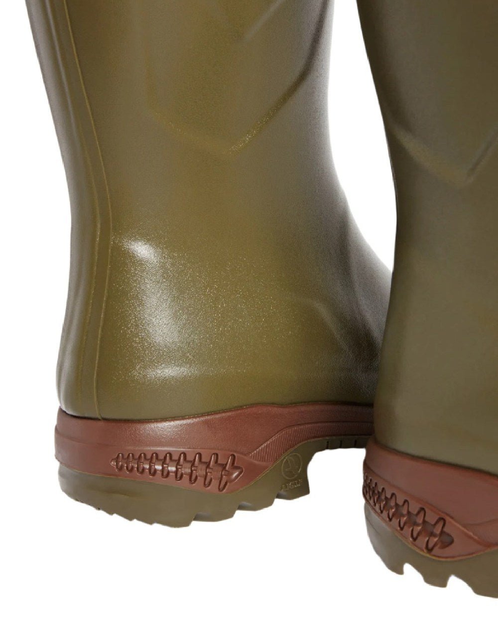 Kaki coloured Aigle Parcours 2 Vario Wellington Boots on white background