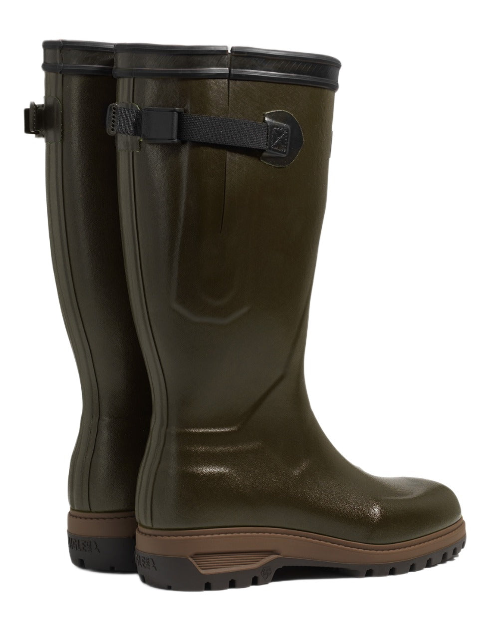 Vert Olive coloured Aigle Parcours 3.0 Neomesh Lining Wellingtons on white background