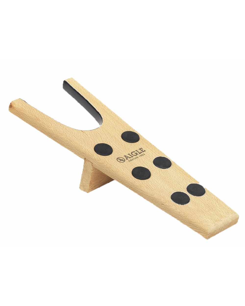 BOIS 2 coloured Aigle Tire Bottes Wooden Boot Jack on white background