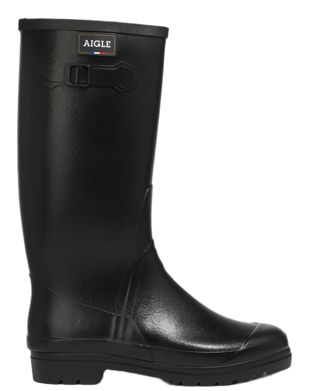 Noir coloured Aigle Womens Cessac Gardening Wellingtons on white background
