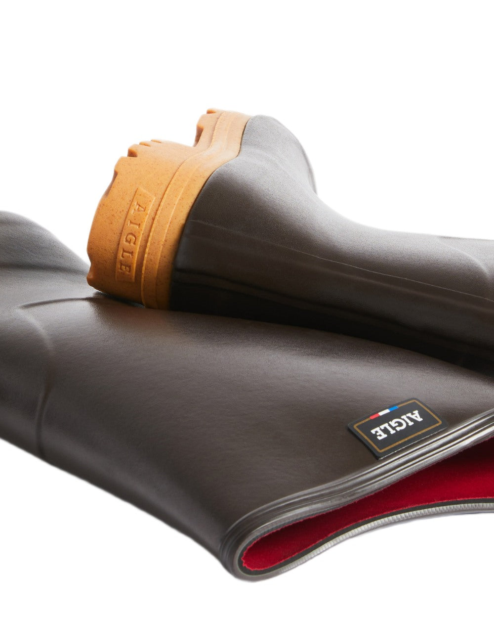Brown coloured Aigle Womens Chambord Pro L2I Wellingtons on white background
