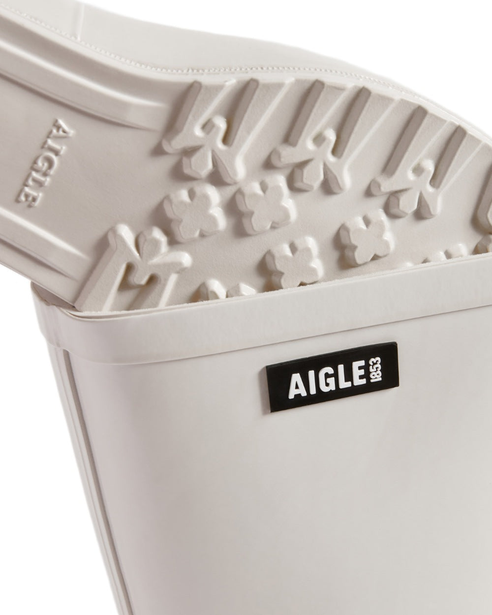 Sable coloured Aigle Womens Eliosa Wellingtons on white background