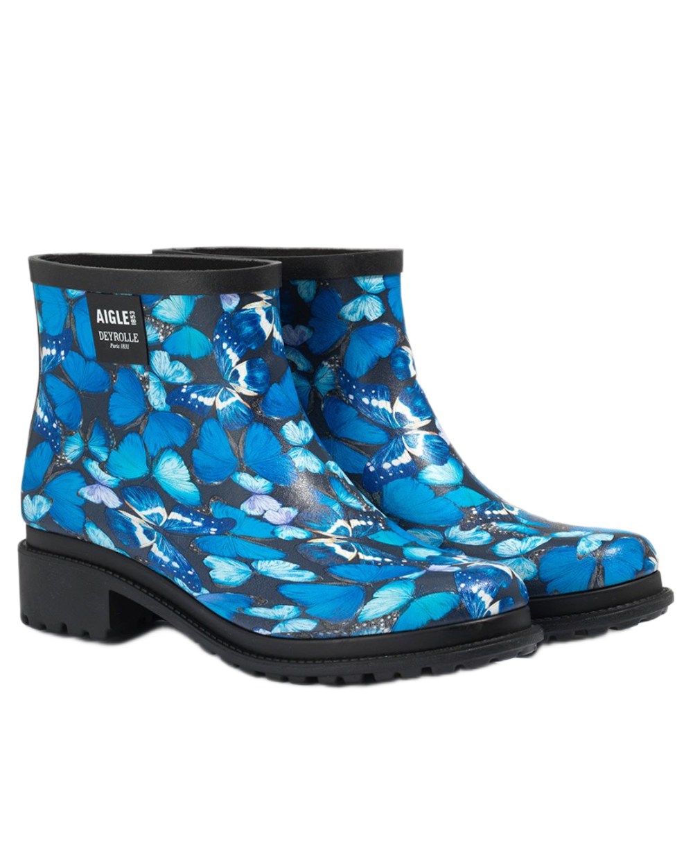 Morpho Print coloured Aigle Womens Fulfeel Low Printed Ankle Boots on white background