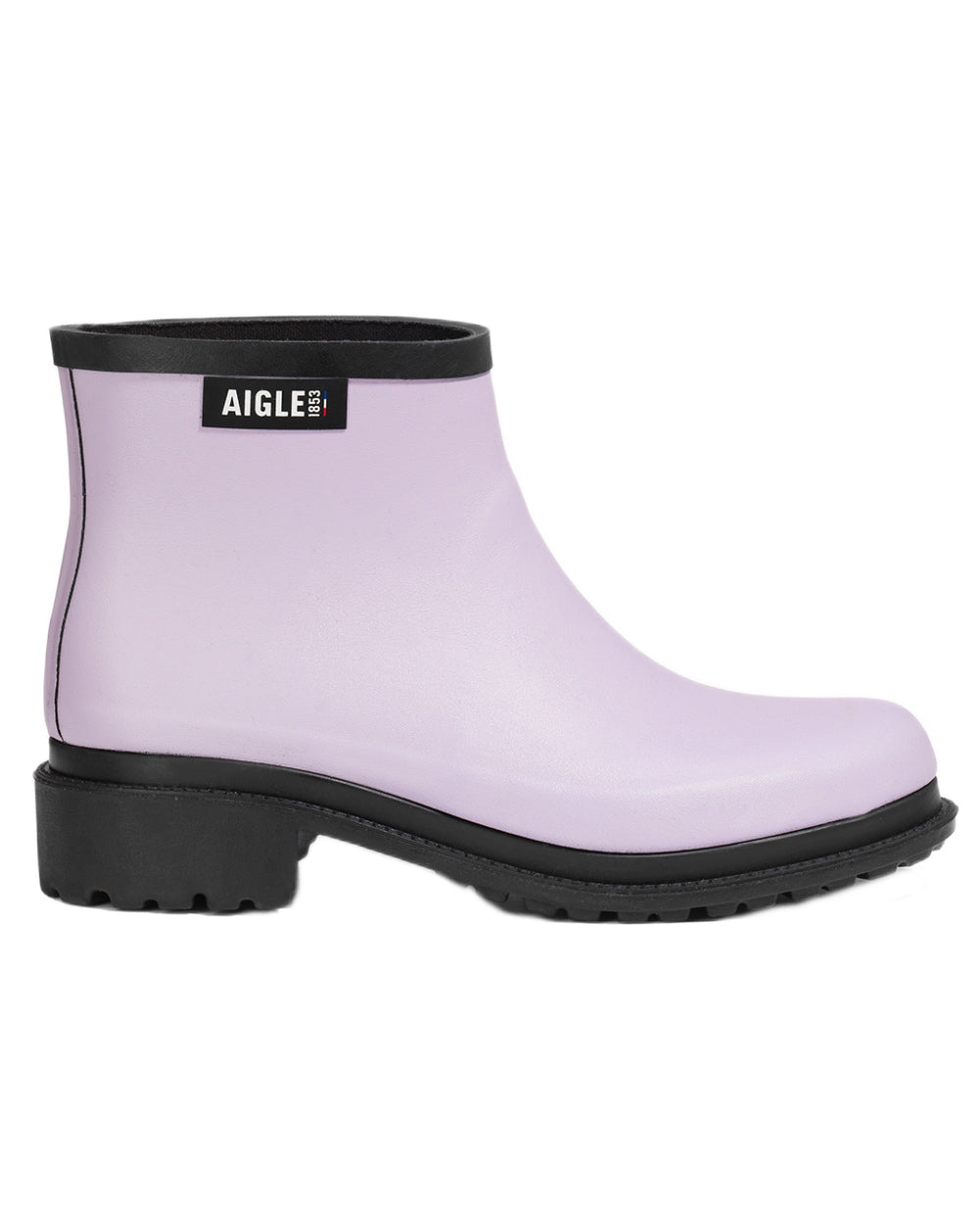 Dark Lilac FFL coloured Aigle Womens Fulfeel Low Rain Ankle Boots on white background