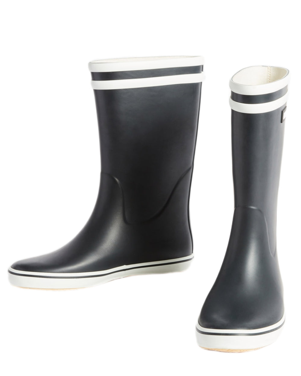 Marine Blanc coloured Aigle Womens Malounie 2 Ankle Wellingtons on white background