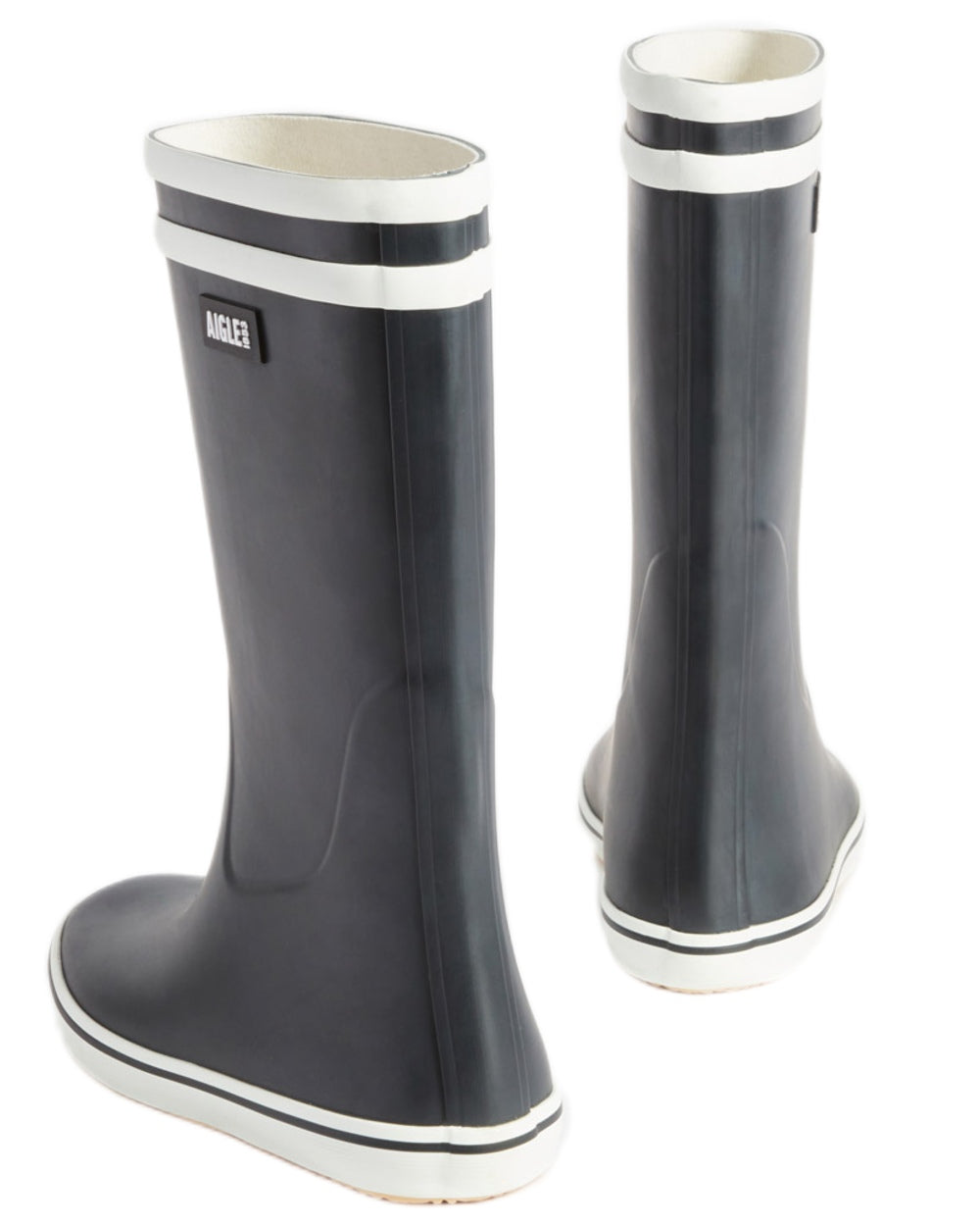 Marine Blanc coloured Aigle Womens Malounie 2 Ankle Wellingtons on white background