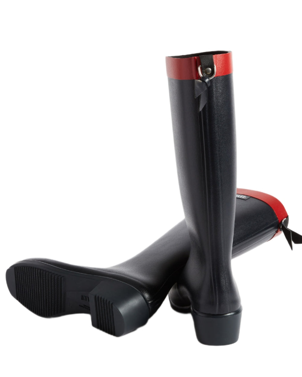 Marine coloured Aigle Womens Myrica Wellingtons on white background