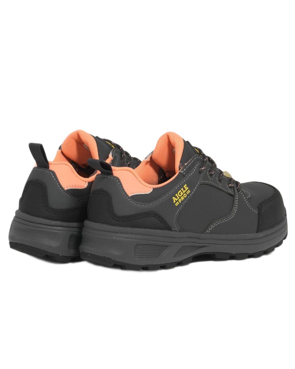 Grey Peach coloured Aigle Womens Solter S3 Ultra Lightweight Safety Shoes on white background