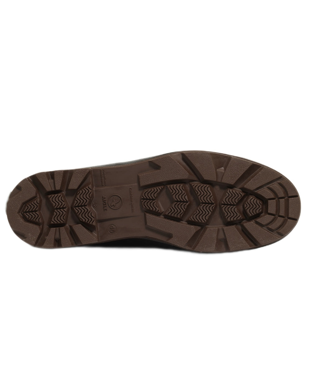 Brown coloured Aigle Mens Chambord Adjustable Leather Lined Wellingtons on white background