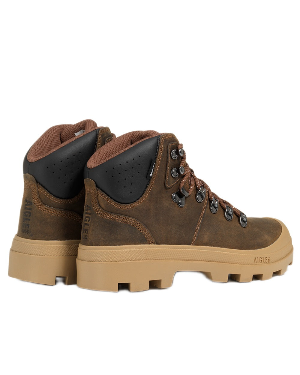 Moka coloured Aigle Mens Tenere Snow GTX Hiking Boots on white background