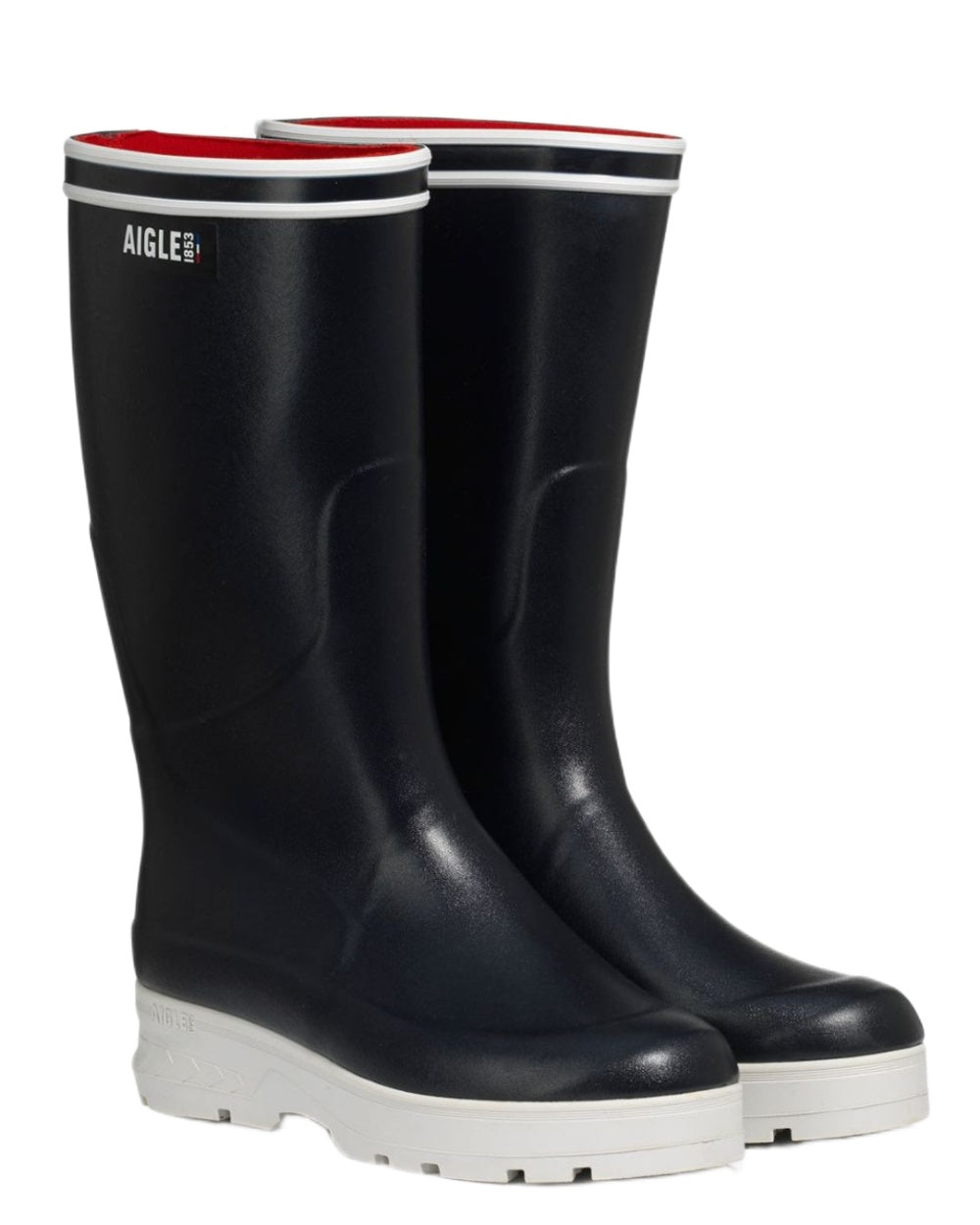 Nuit coloured Aigle Navira Neo Mesh Lined Wellingtons on white background