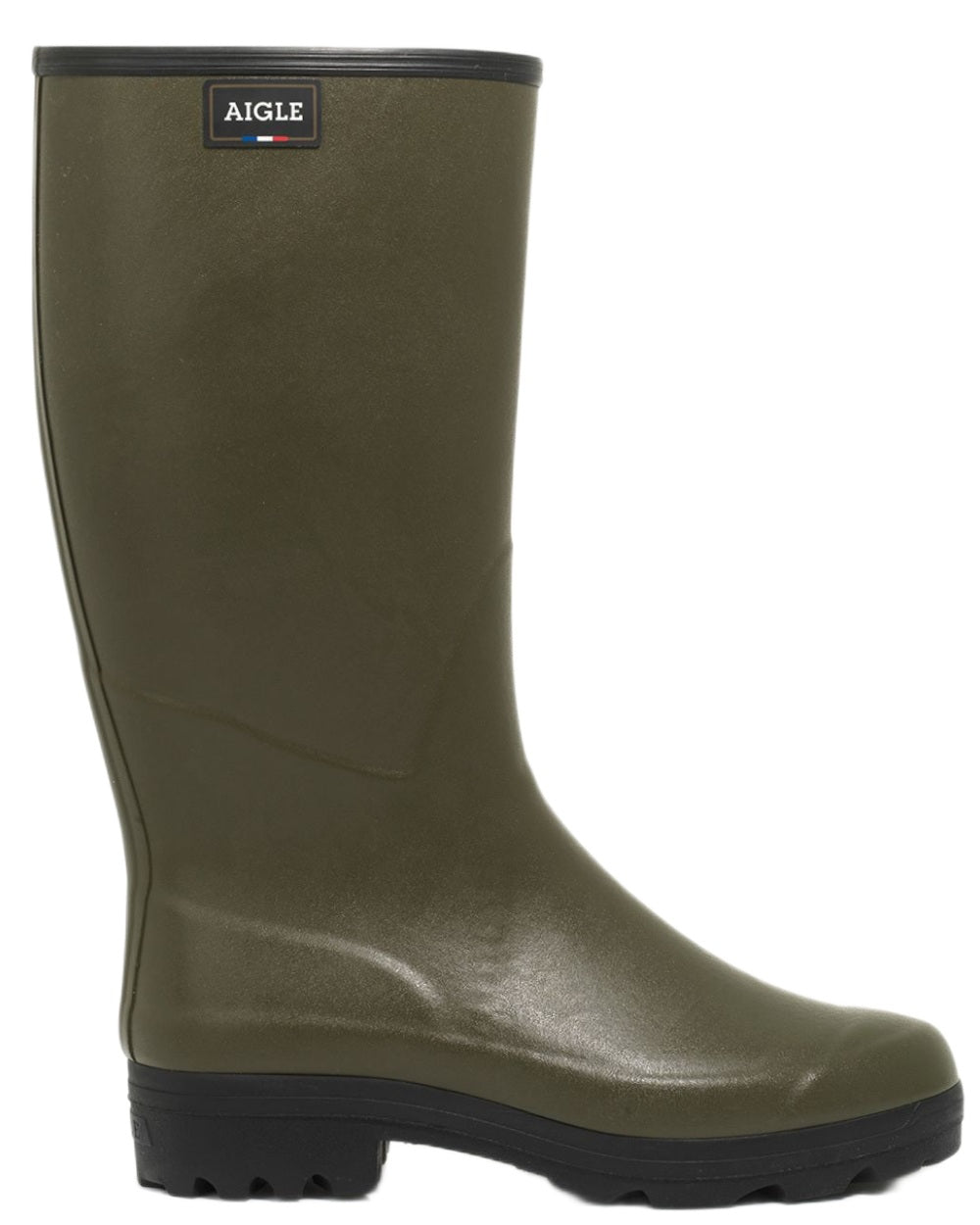 Khaki coloured Aigle Womens Chambord Neomesh Lined Wellingtons on white background