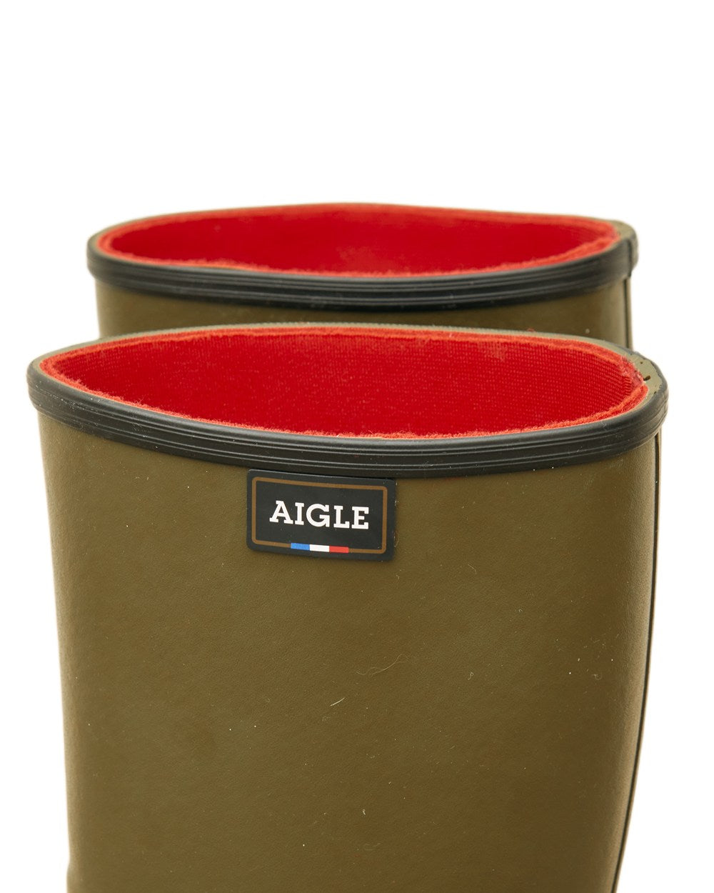 Khaki coloured Aigle Womens Chambord Neomesh Lined Wellingtons on white background