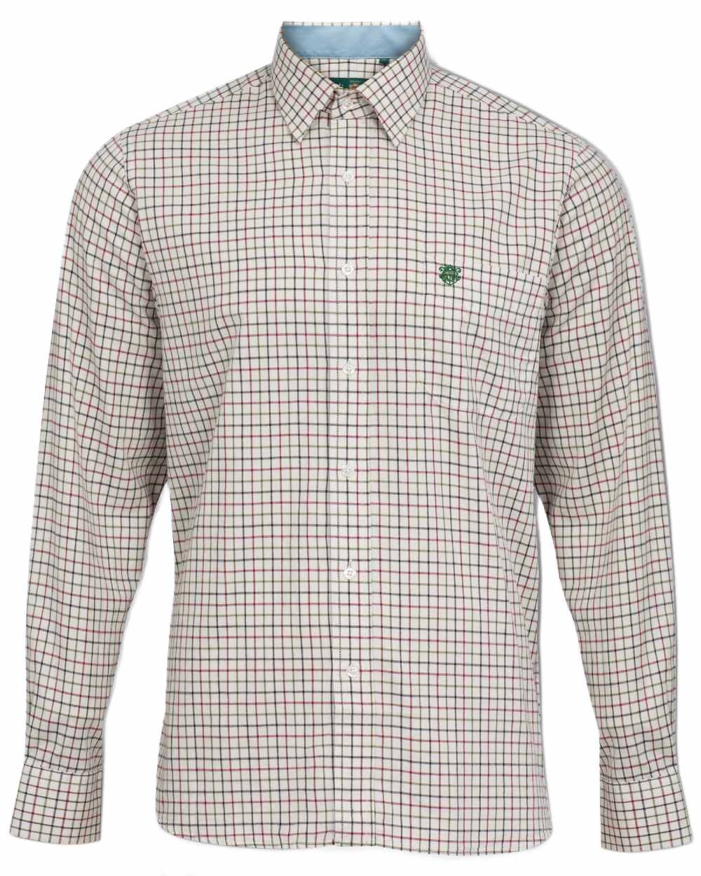 Red Check coloured Alan Paine Aylesbury Check Shirt on white background
