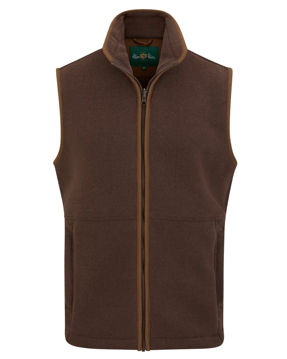 Bark coloured Alan Paine Aylsham Fleece Gilet on white background