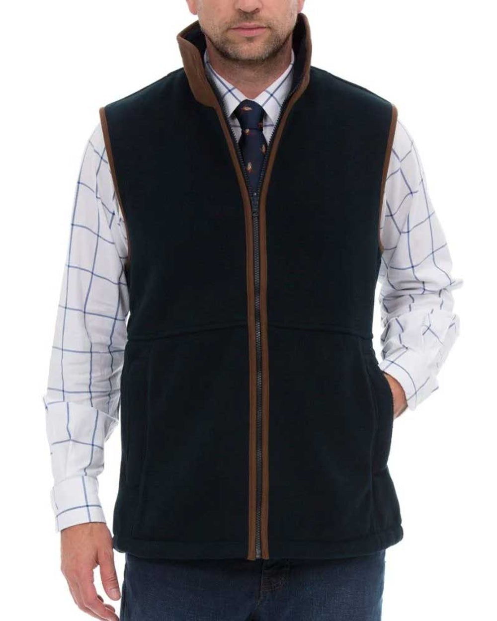 Dark Navy coloured Alan Paine Aylsham Fleece Jacket on white background