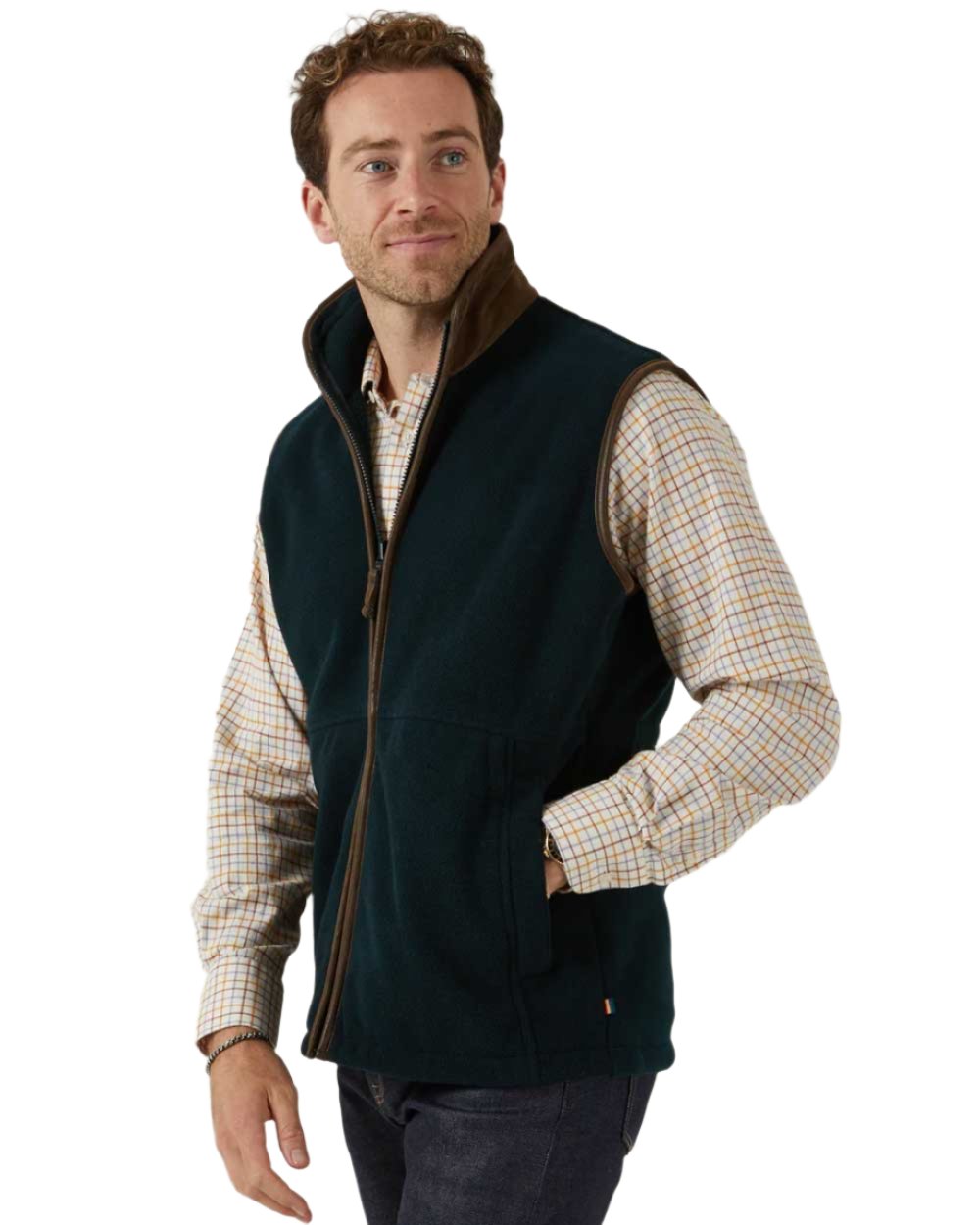 Dark Navy coloured Alan Paine Aylsham Fleece Jacket on white background