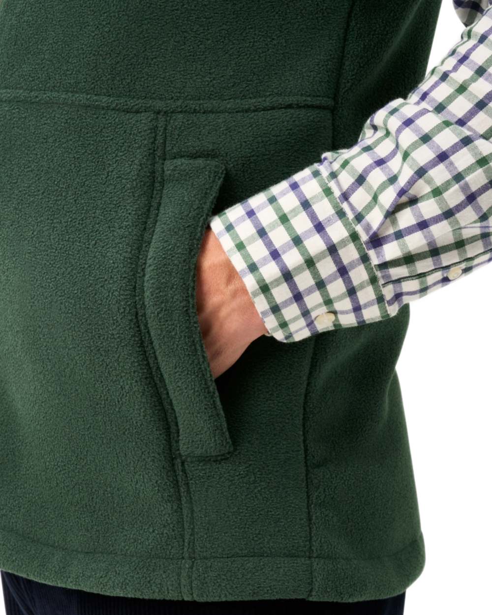 Evergreen coloured Alan Paine Aylsham Fleece Gilet on white background