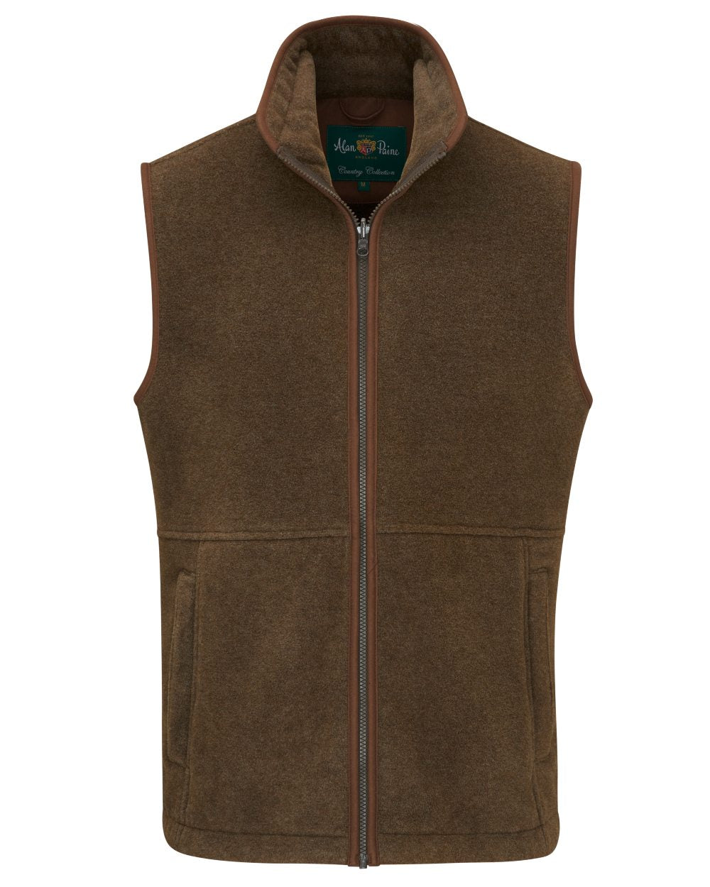 Pecan coloured Alan Paine Aylsham Fleece Gilet on white background