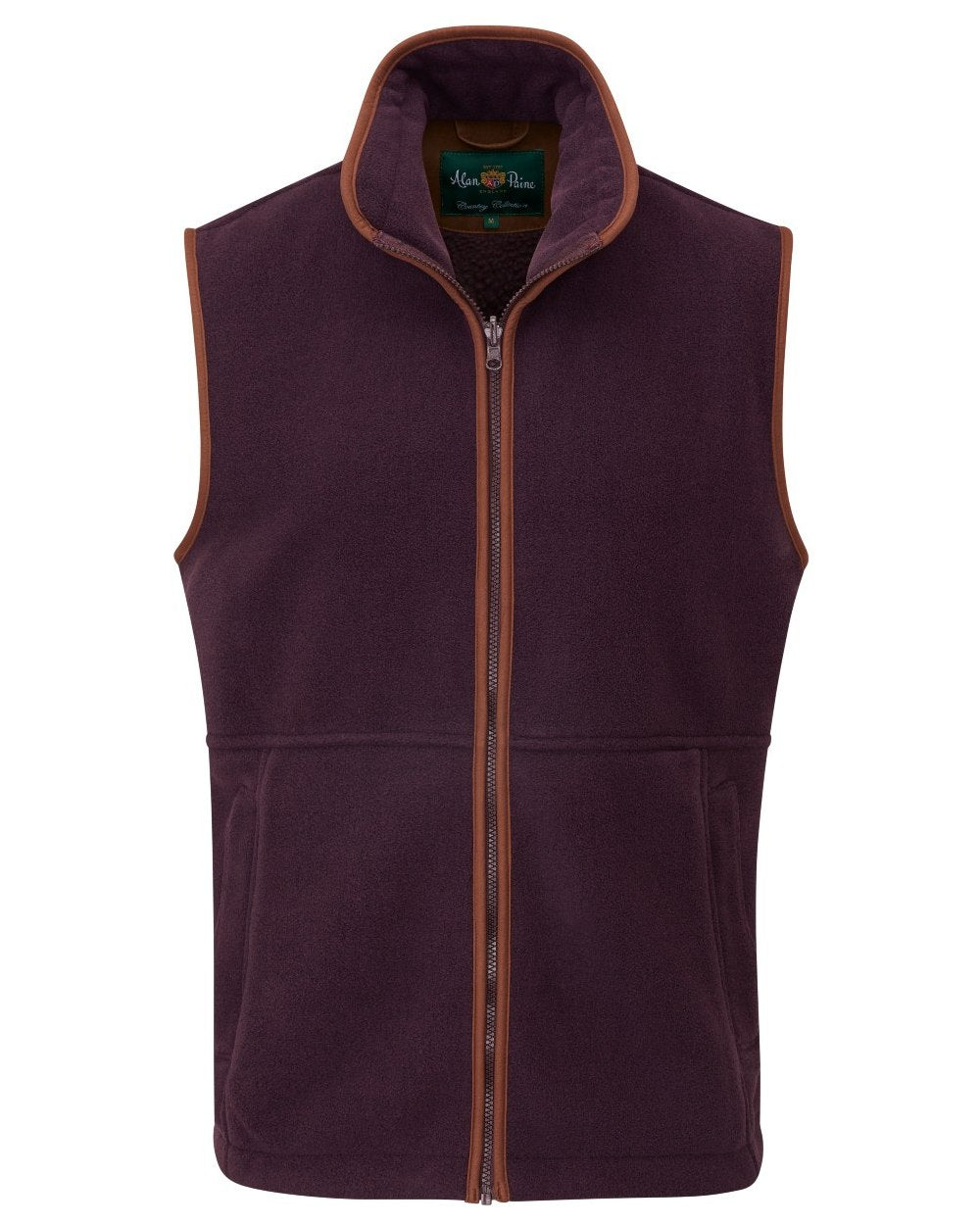 Plum coloured Alan Paine Aylsham Fleece Gilet on white background