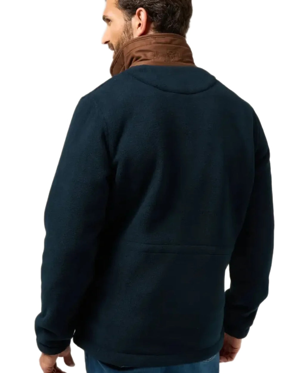 Dark Navy Coloured Alan Paine Aylsham Fleece Jacket On A White Background