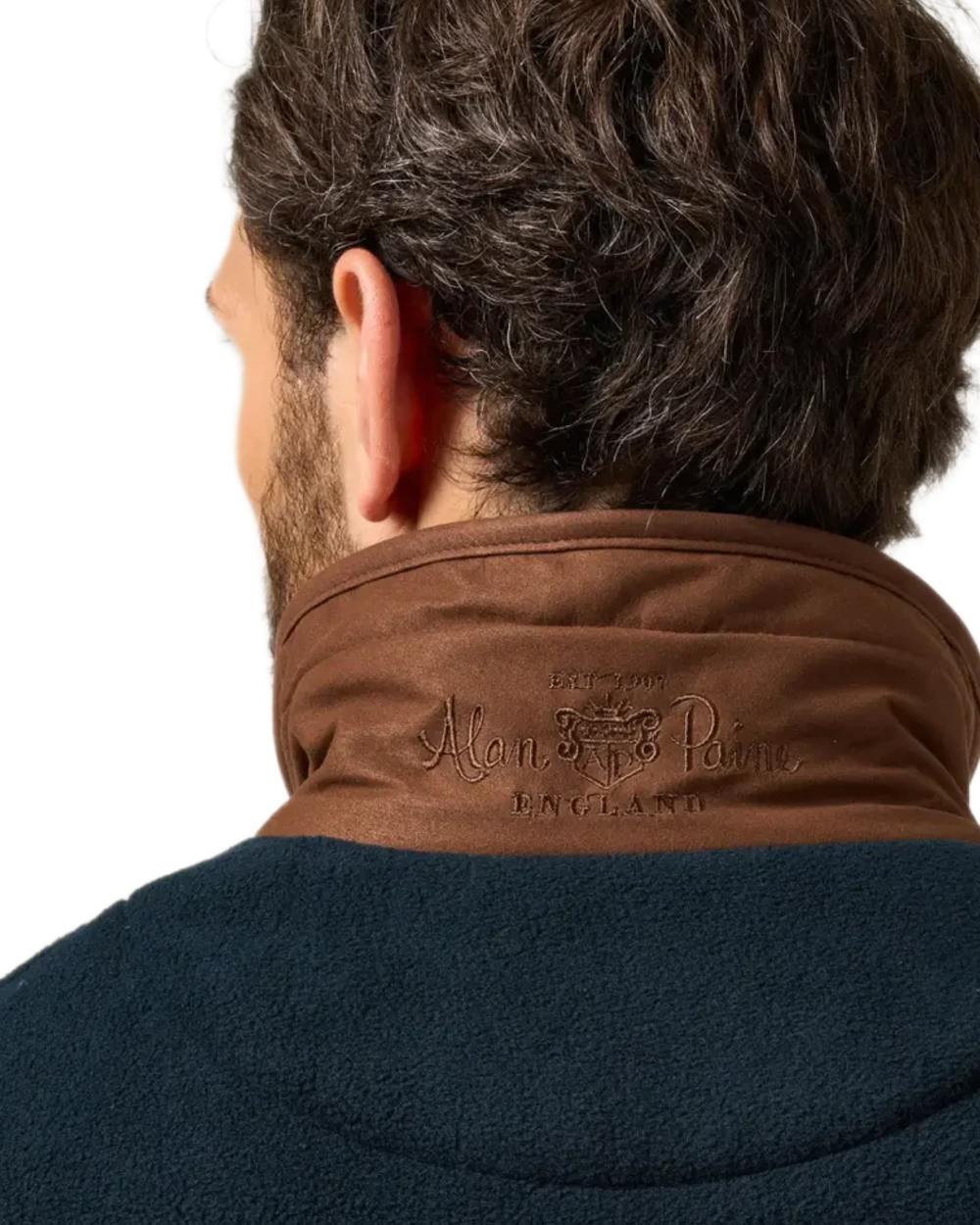 Dark Navy Coloured Alan Paine Aylsham Fleece Jacket On A White Background