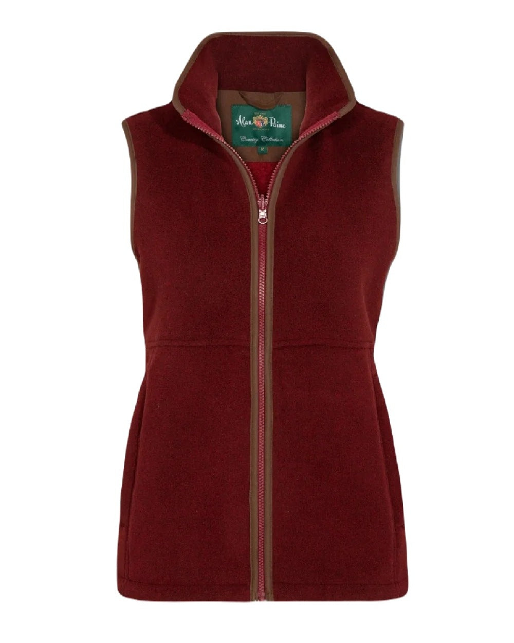 Bloodstone Coloured Alan Paine Aylsham Ladies Fleece Gilet on white background
