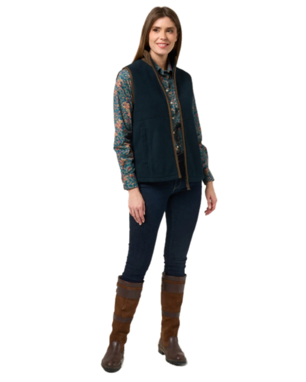 Dark Navy Coloured Alan Paine Aylsham Ladies Fleece Gilet on white background