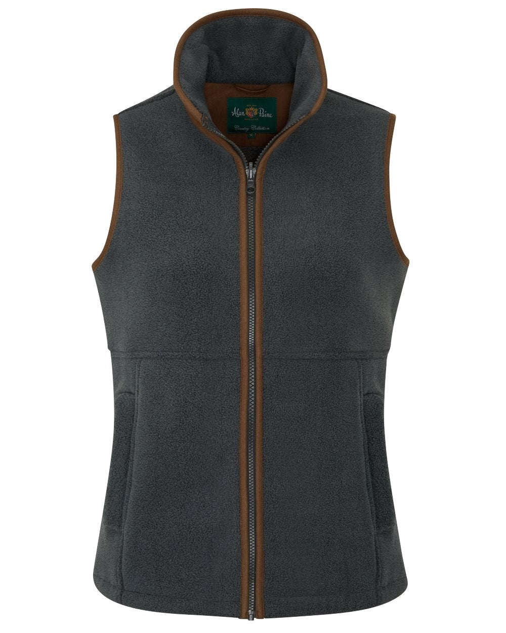 Gunmetal Coloured Alan Paine Aylsham Ladies Fleece Gilet on white background