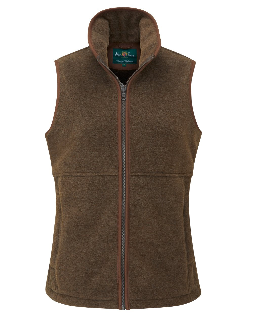 Pecan Coloured Alan Paine Aylsham Ladies Fleece Gilet on white background